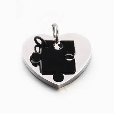 Valentine's Couple Jewelry Lovers 304 Stainless Steel Heart with Puzzle Jigsaw Split Pendants