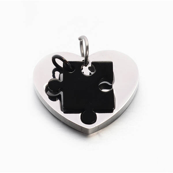 Valentine's Couple Jewelry Lovers 304 Stainless Steel Heart with Puzzle Jigsaw Split Pendants