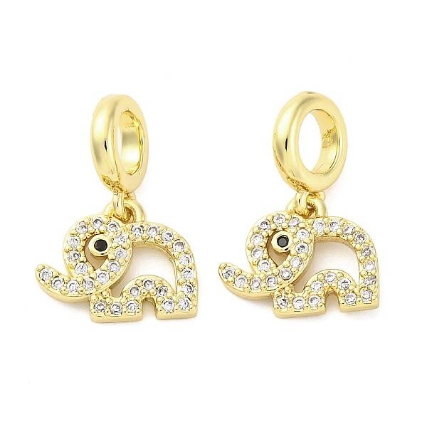 Brass Micro Pave Cubic Zirconia European Dangle Charms