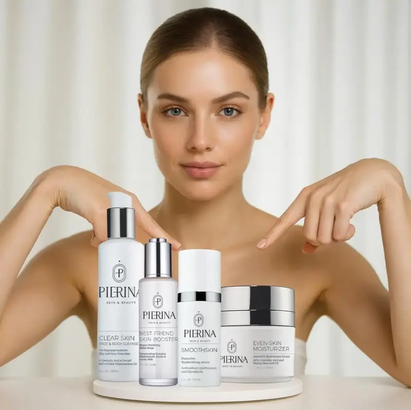 Antimelasma Even Skin System by Pierina - 4-Step Hyperpigmentation Brightening Kit with Salicylic Cleanser, Niacinamide Drops...