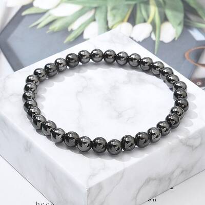 Brass Round Beaded Stretch Bracelets for Men Women