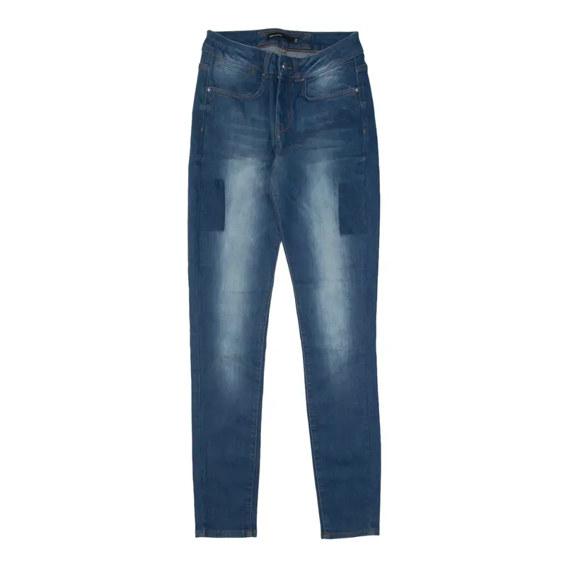 KAREN MILLEN Patch Jeans Blue Denim Slim Skinny Stone Wash Womens W26 L30