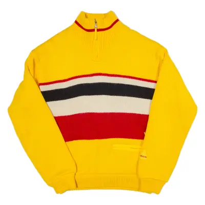 SOS SPORT Womens Pullover Jacket Yellow Wool Crazy Pattern L