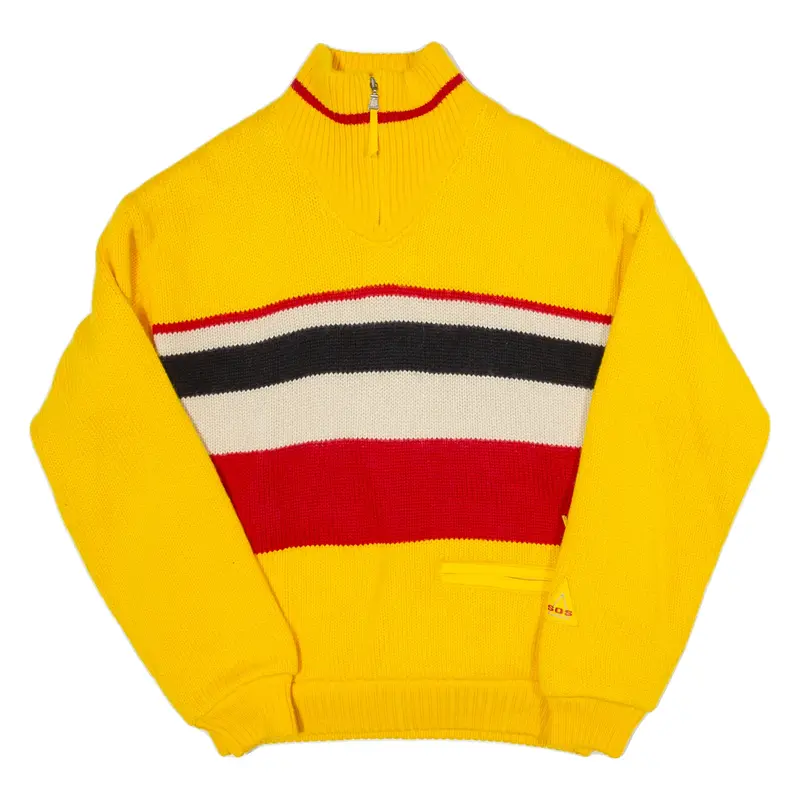 SOS SPORT Womens Pullover Jacket Yellow Wool Crazy Pattern L