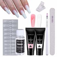 Nail Extension Gel Set, 1 Set Nail Art Kit with Nail File & Nail Brush & Nail Form & Clip, Professional Nail Art Kit for Wome...