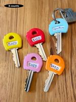 Minimalist Solid Color Key Covers, 8 Count Plain Color Portable Silicone Elastic Key Cover, Key Identifier Tag Cover for Easy...