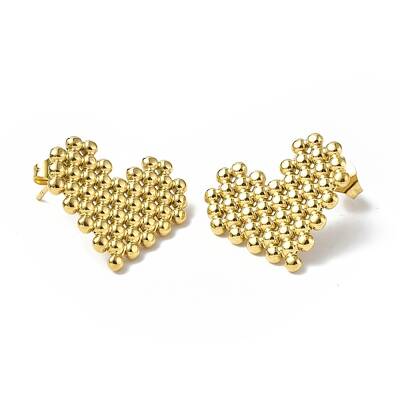 Ion Plating(IP) 304 Stainless Steel Heart Stud Earrings for Women