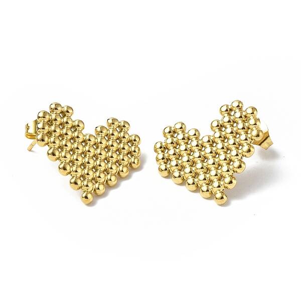 Ion Plating(IP) 304 Stainless Steel Heart Stud Earrings for Women