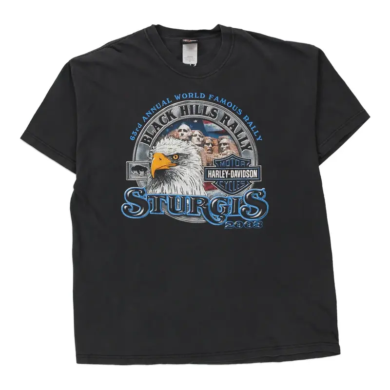 Sturgis 2003 Harley Davidson Graphic T-Shirt - XL Black Cotton