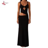Women Slip Dress, Sleeveless V-neck Backless Hollowed Swing Dress Summer Long Dress for Cocktail Party body  con
