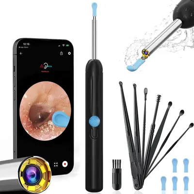 Silicone Ear Hygiene Set, HD Visual Earwax Removal Tool with Camera, 1296P HD Visual Ear Cleaner, Compatible with iPhone and ...