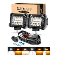 NAOEVO 4 Inch LED Pod Lights, Small LED Light Bar with 2 Leads Wiring Harness, LED Cube Work Lights for Truck Boat ATV UTV, 2...