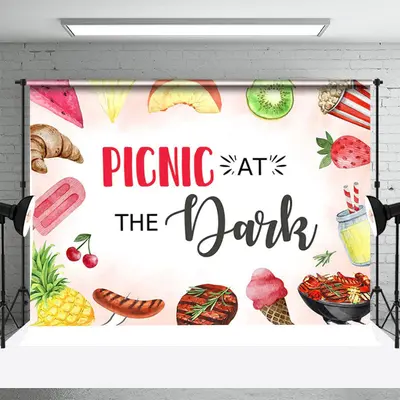 Picnic At Dark Fruit Meat Ice Cream Party Backdrop - Aperturee