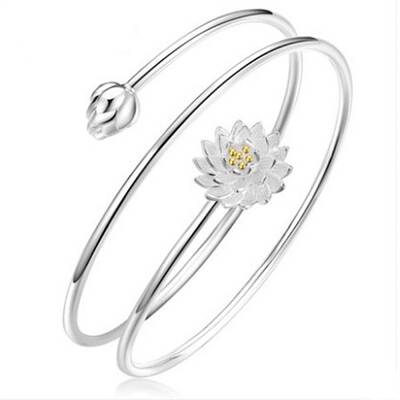 Lotus Wrap Brass Bracelet for Girl Women