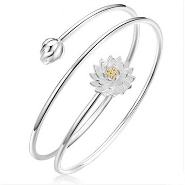 Lotus Wrap Brass Bracelet for Girl Women