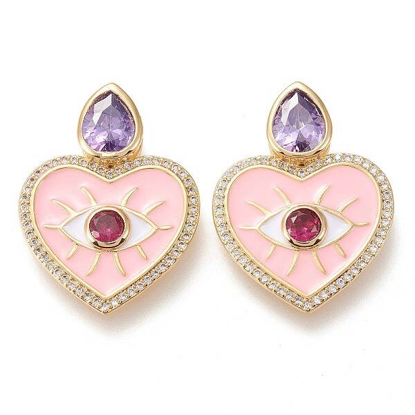 Brass Micro Pave Cubic Zirconia Pendants