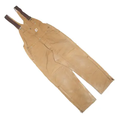 CARHARTT Carpenter Double-knee Quilted Lined Workwear Boys Overalls Brown Denim XL W33 L28