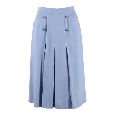 Womens Pleated Skirt Blue Midi S