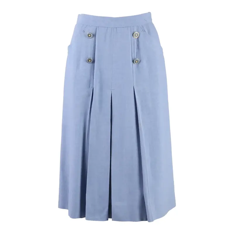 Womens Pleated Skirt Blue Midi S