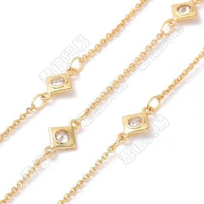 Clear Cubic Zirconia Rhombus Link Chains