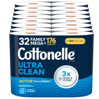 Ultra Clean Toilet Paper - 32 Family Mega Rolls - 353 Sheets per Roll - 8 Packs of 4 - Active CleaningRipples Texture - Unsce...