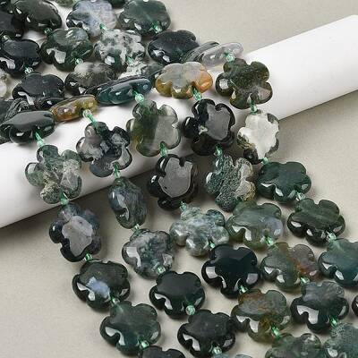 Natural Moss Agate Beads Strands