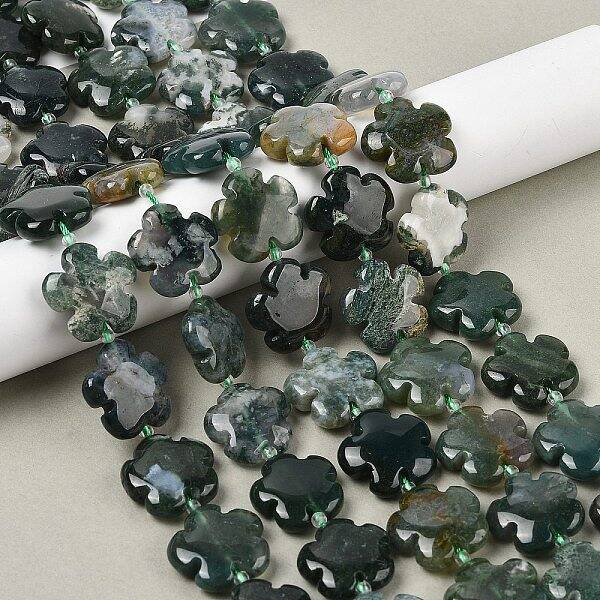 Natural Moss Agate Beads Strands