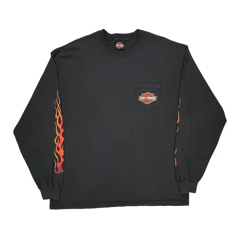 Simi Valley Harley Davidson Graphic Long Sleeve T-Shirt - 4XL Black Cotton