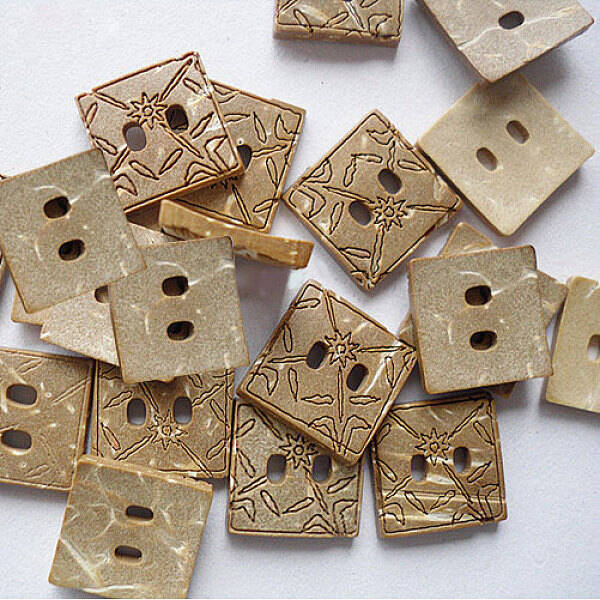 Square Carved 2-hole Basic Sewing Button