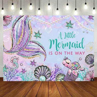 Aperturee Cute Little Mermaid Is On The Way Baby Shower Backdrop