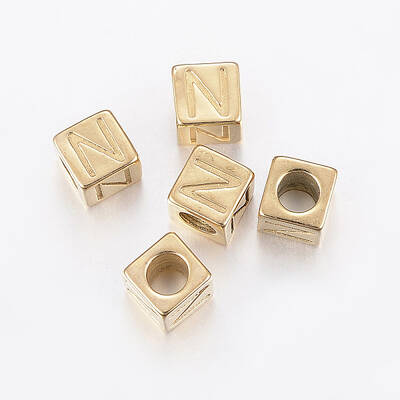 304 Stainless Steel Large Hole Letter European Beads