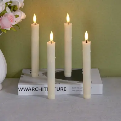 Realistic Flameless Candle Design Light without Holder Battery, 6 Counts LED 3D Simulated Candlestick Light with Remote Contr...