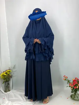 Women's Solid Color Ruffle Trim Khimar, Modest Fashion Hijab for Daily Wear, Women's Islamic Clothing for All Seasons