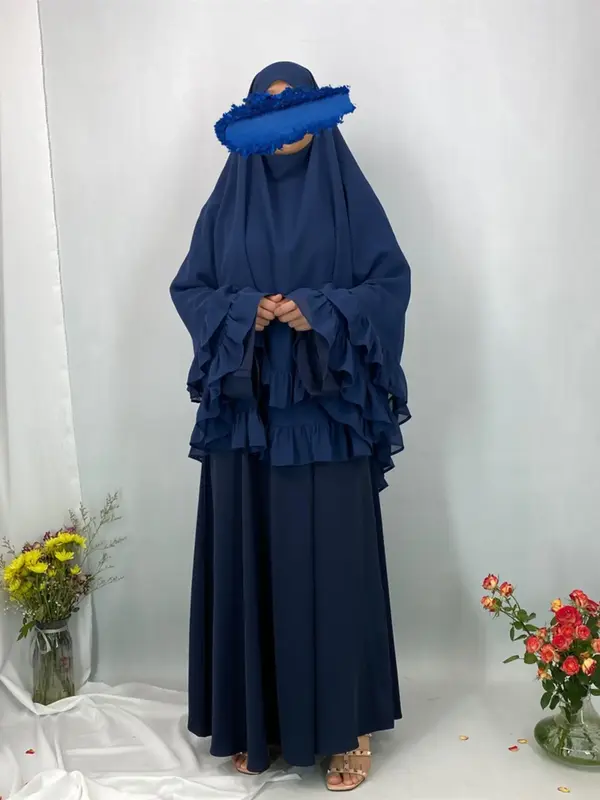 Women's Solid Color Ruffle Trim Khimar, Modest Fashion Hijab for Daily Wear, Women's Islamic Clothing for All Seasons