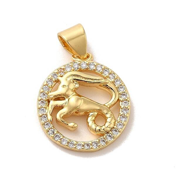 Zodiac Theme Brass Micro Pave Cubic Zirconia Pendants