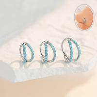 Oufer 20G Turquoise-Hinged Segment Nostril Nose Piercing Ring 316L Stainless Steel Inner Diameter 6mm 7mm 8mm