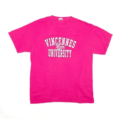 DODGER Vincennes University Mom T-Shirt Pink USA Short Sleeve Womens L