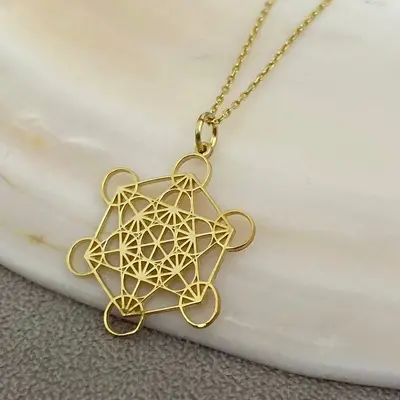 Gold Vermeil Pentagram & Round Pendant Necklace