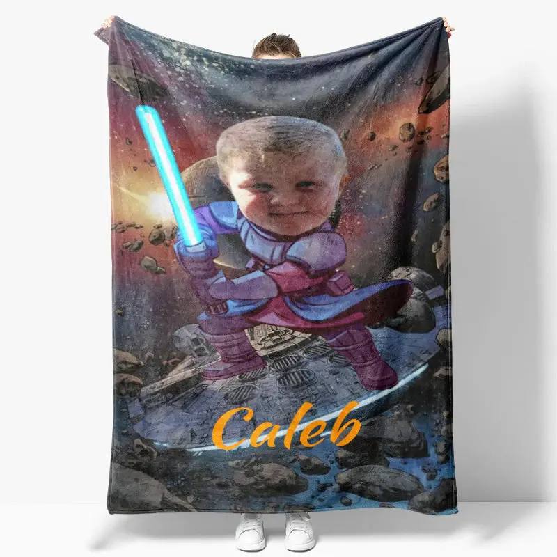 Personalized Universe Battle Star Boy Face Blanket - Lofaris