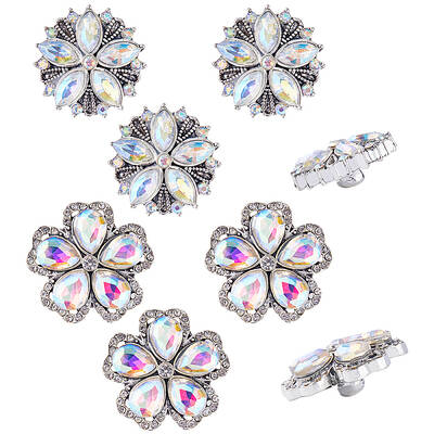 8Pcs 2 Style Alloy Rhinestone Snap Buttons