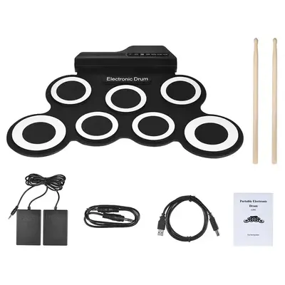 Portable Electronic Drum Kit, 1 Set Foldable Electric Drum with Other Accessories, Electric Drum Kit for Beginners, Gift for ...