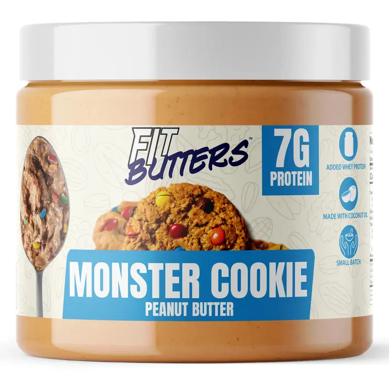 Fit Butters Monster Cookie Peanut Butter Spread, Added Protein and Coconut Oil, Low Carb, Low Sugar, Gluten Free, Complete Pr...