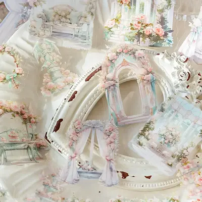 Flower Pattern Scrapbook Sticker (30pcs/pack), Transparent PET Self Adhesive DIY Decorative Stickers for Scrapbooking Envelop...