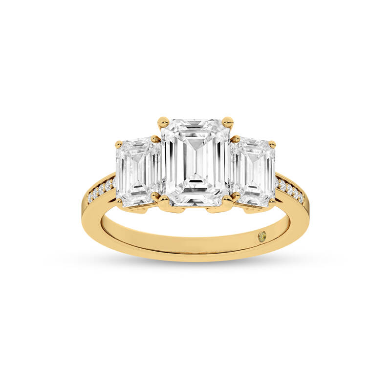 Sydney Quarter Coverage Pavé Set Three Stone Lab Grown Diamond Engagement Ring | 18K Yellow Gold 4 1/3 CT. TW.