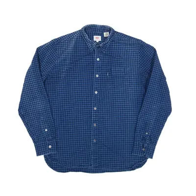 LEVI'S Flannel Shirt Blue Check Long Sleeve Mens L