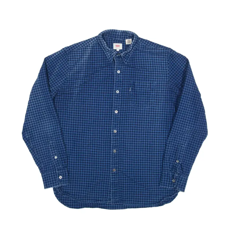 LEVI'S Flannel Shirt Blue Check Long Sleeve Mens L