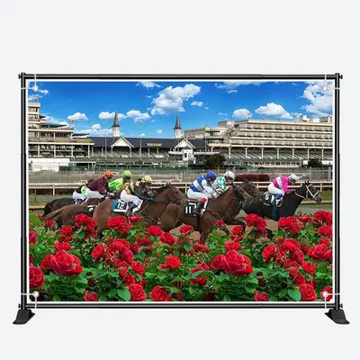Red Roses Bush Horse Race Kentucky Derby Backdrop - Aperturee
