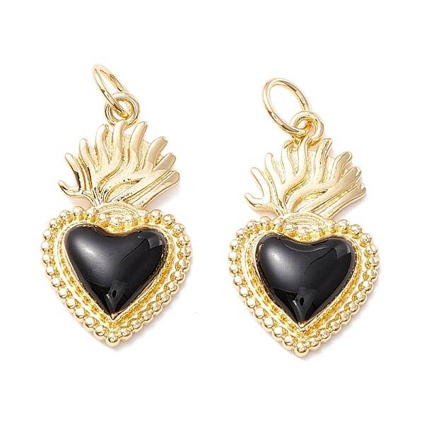 Golden Tone Brass Enamel Pendants