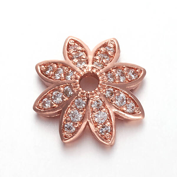 Brass Micro Pave Cubic Zirconia Bead Cap