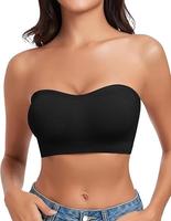 WOWENY Strapless Bras for Women Bandeau Bra Wireless Non-Slip Silicone Seamless Padded Tube Top Bra